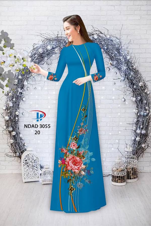 Vải Áo Dài Hoa In 3D Mới Ra AD NDAD3055 65 Vải Áo Dài Hoa In 3D Mới Ra AD NDAD3055