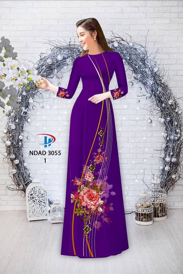 Vải Áo Dài Hoa In 3D Mới Ra AD NDAD3055 67 Vải Áo Dài Hoa In 3D Mới Ra AD NDAD3055