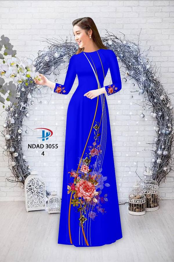 Vải Áo Dài Hoa In 3D Mới Ra AD NDAD3055 68 Vải Áo Dài Hoa In 3D Mới Ra AD NDAD3055