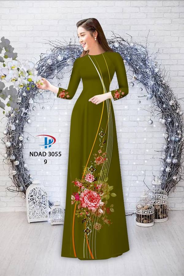 Vải Áo Dài Hoa In 3D Mới Ra AD NDAD3055 71 Vải Áo Dài Hoa In 3D Mới Ra AD NDAD3055