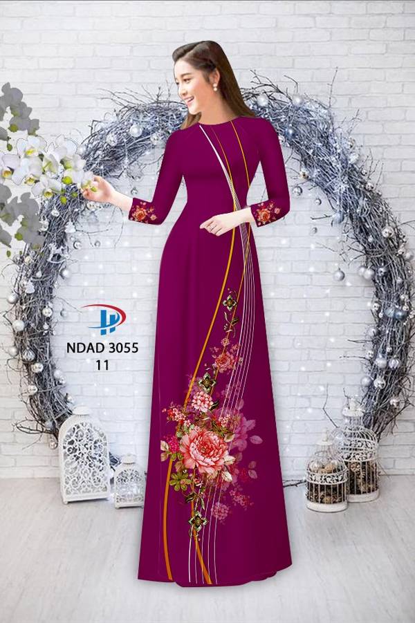 Vải Áo Dài Hoa In 3D Mới Ra AD NDAD3055 73 Vải Áo Dài Hoa In 3D Mới Ra AD NDAD3055