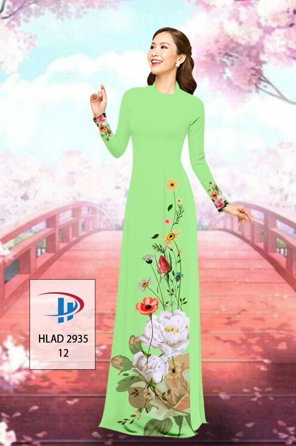 Vải Áo Dài Hoa In 3D Thiết Kế 2021 AD HLAD2935