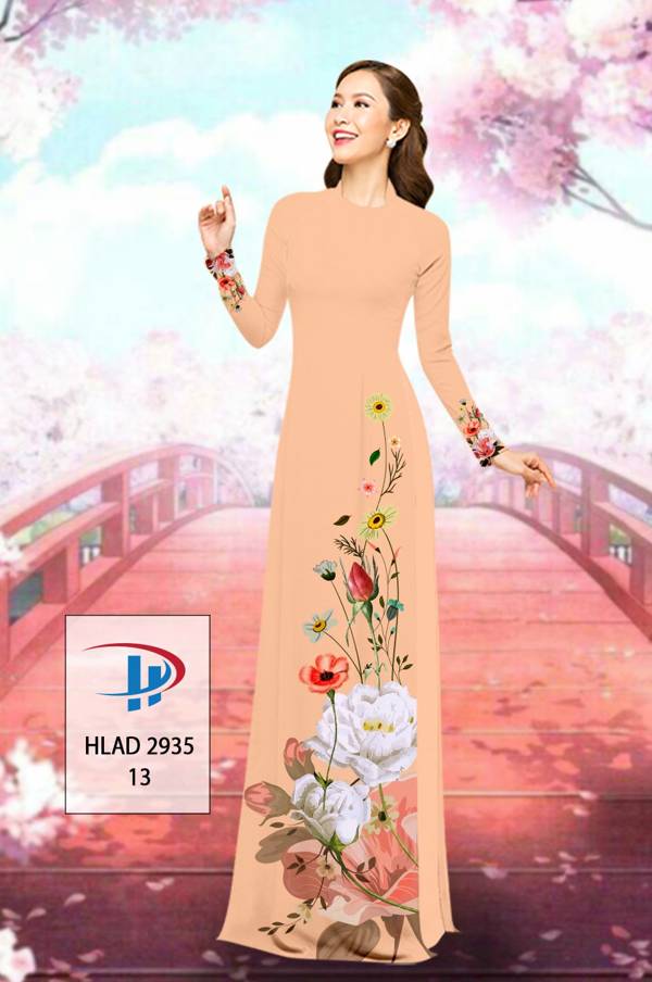 Vải Áo Dài Hoa In 3D Thiết Kế 2021 AD HLAD2935