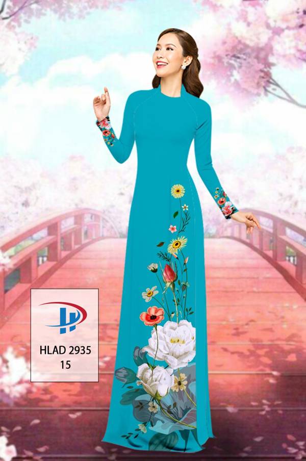 Vải Áo Dài Hoa In 3D Thiết Kế 2021 AD HLAD2935