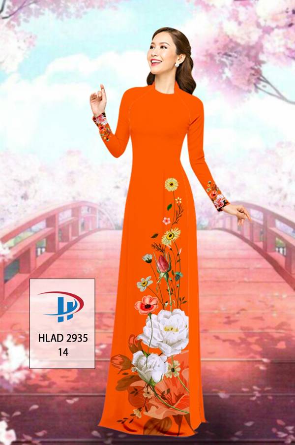 Vải Áo Dài Hoa In 3D Thiết Kế 2021 AD HLAD2935