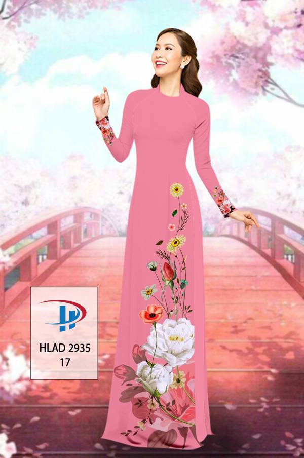 Vải Áo Dài Hoa In 3D Thiết Kế 2021 AD HLAD2935