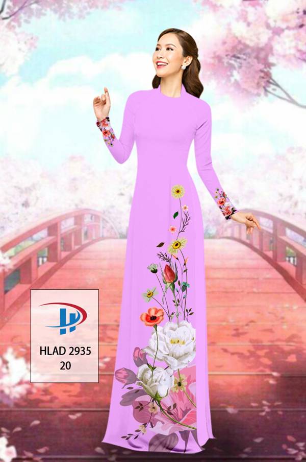 Vải Áo Dài Hoa In 3D Thiết Kế 2021 AD HLAD2935