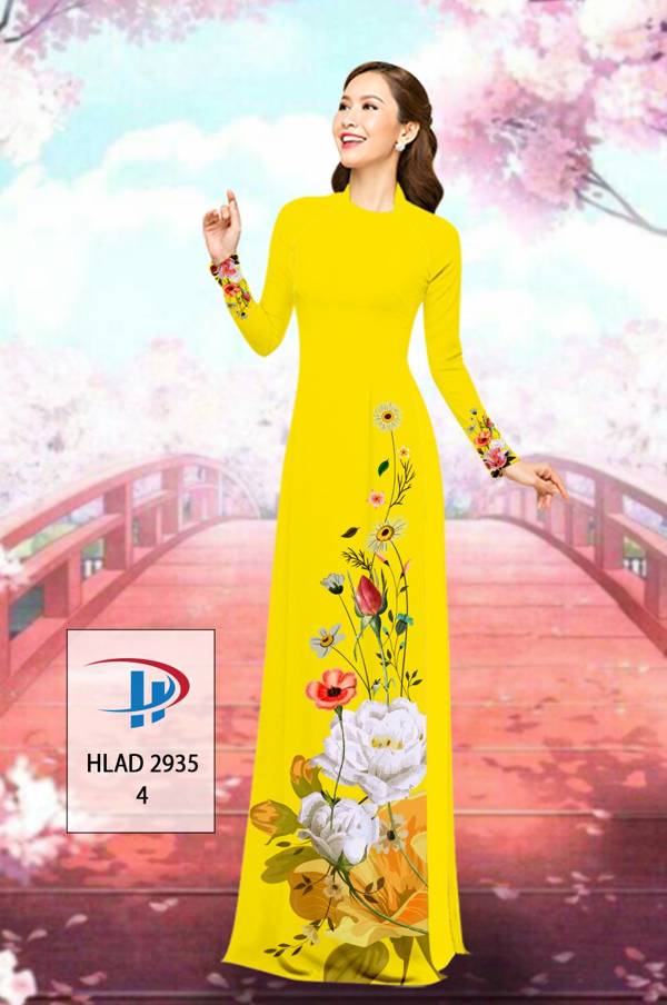 Vải Áo Dài Hoa In 3D Thiết Kế 2021 AD HLAD2935
