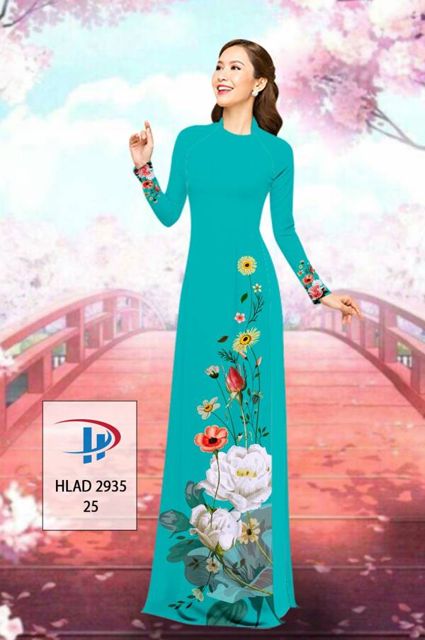 Vải Áo Dài Hoa In 3D Thiết Kế 2021 AD HLAD2935