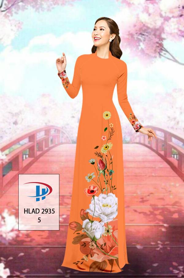 Vải Áo Dài Hoa In 3D Thiết Kế 2021 AD HLAD2935