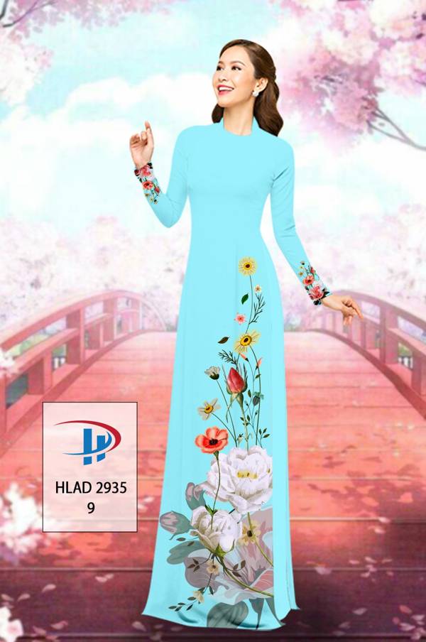 Vải Áo Dài Hoa In 3D Thiết Kế 2021 AD HLAD2935