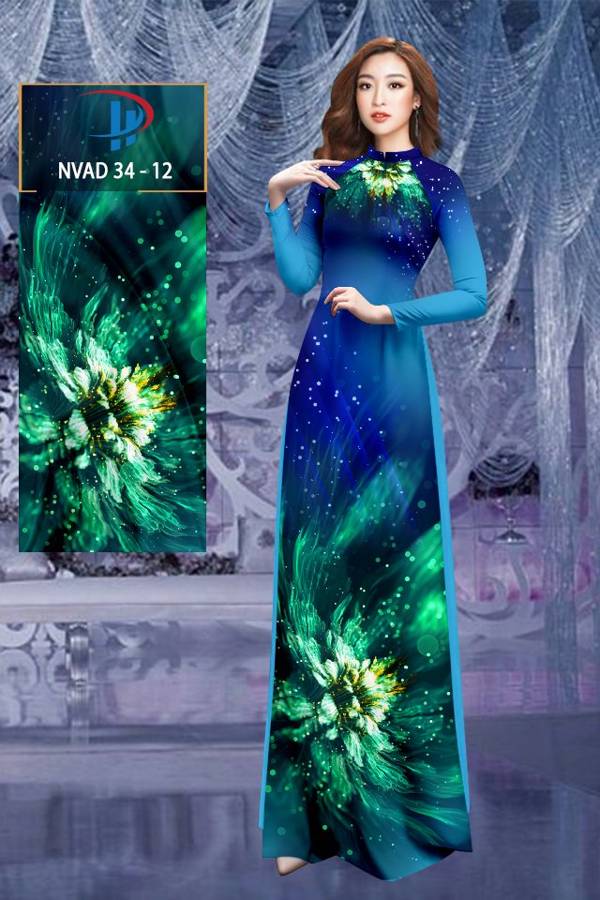 Vải Áo Dài Hoa In 3D Độc Đáo AD NVAD34