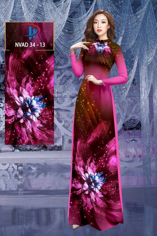 Vải Áo Dài Hoa In 3D Độc Đáo AD NVAD34