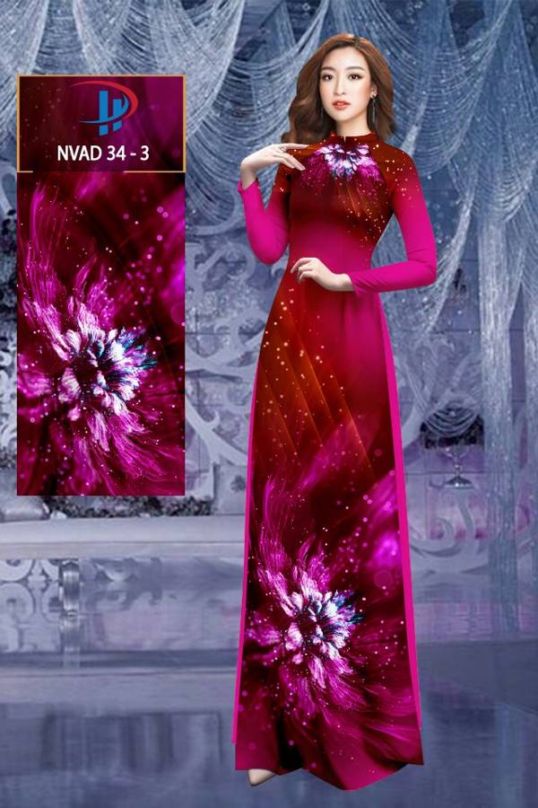 Vải Áo Dài Hoa In 3D Độc Đáo AD NVAD34