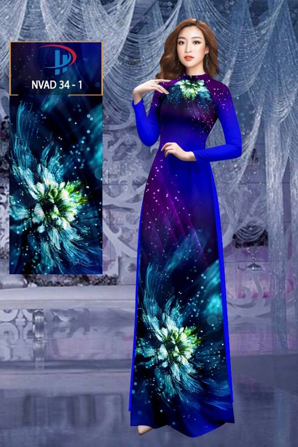 Vải Áo Dài Hoa In 3D Độc Đáo AD NVAD34