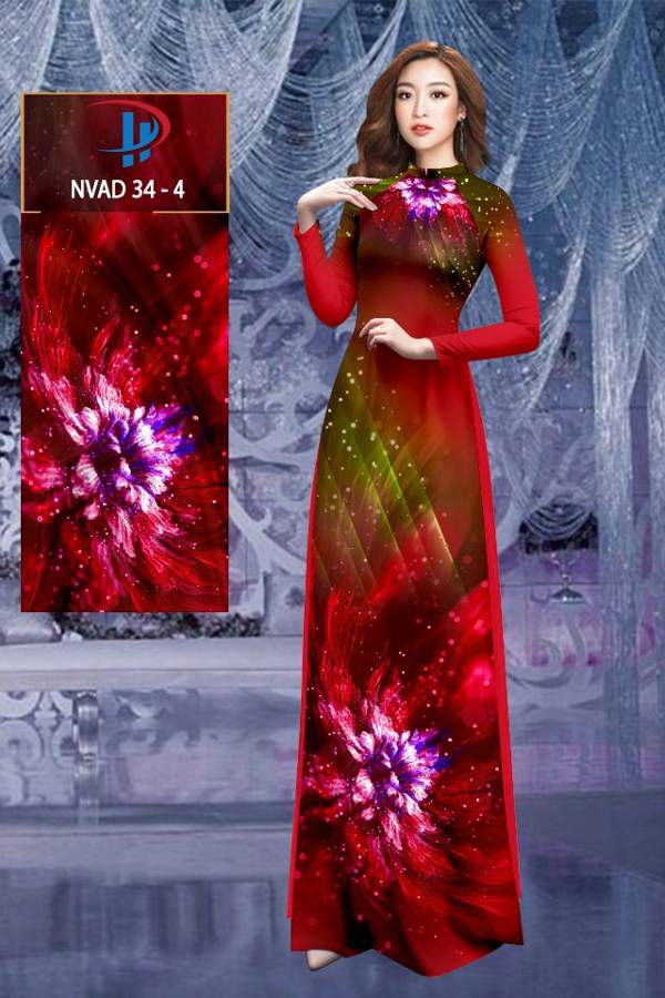 Vải Áo Dài Hoa In 3D Độc Đáo AD NVAD34