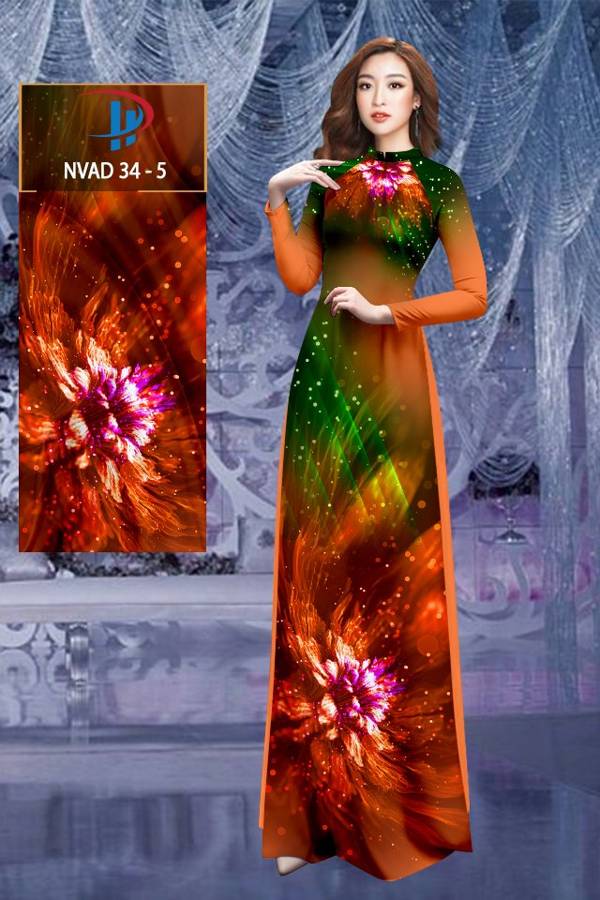 Vải Áo Dài Hoa In 3D Độc Đáo AD NVAD34