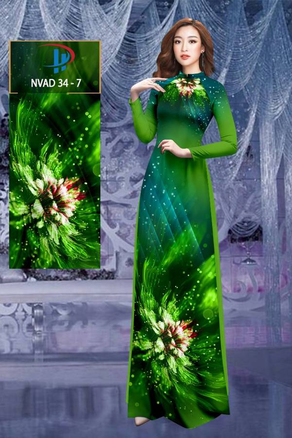 Vải Áo Dài Hoa In 3D Độc Đáo AD NVAD34