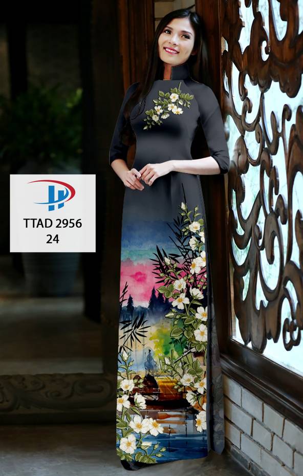 Vải Áo Dài Hoa In 3D Độc Đáo AD TTAD2956