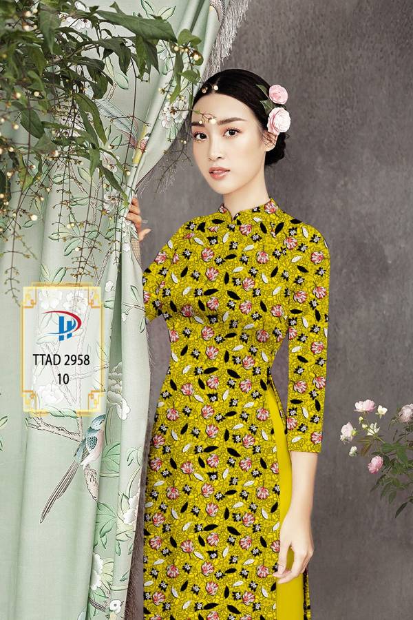 Vải Áo Dài Hoa Đều Kiểu Mới AD TTAD2958