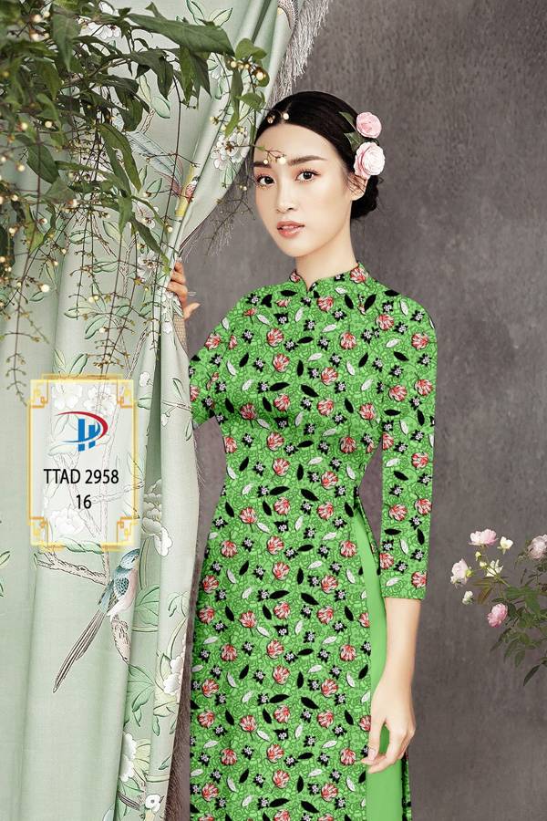 Vải Áo Dài Hoa Đều Kiểu Mới AD TTAD2958