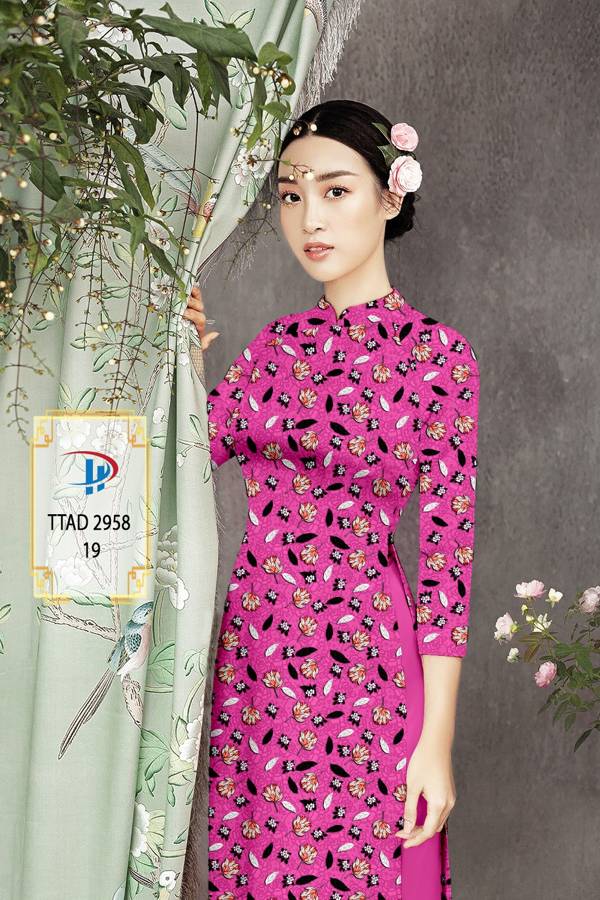 Vải Áo Dài Hoa Đều Kiểu Mới AD TTAD2958