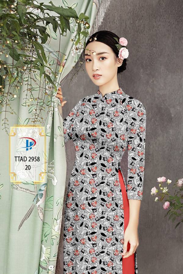 Vải Áo Dài Hoa Đều Kiểu Mới AD TTAD2958