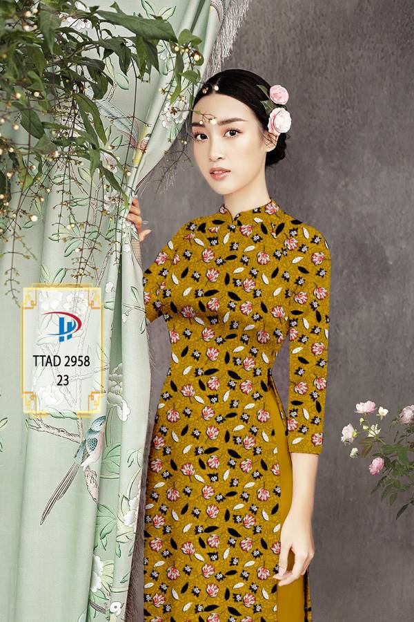 Vải Áo Dài Hoa Đều Kiểu Mới AD TTAD2958