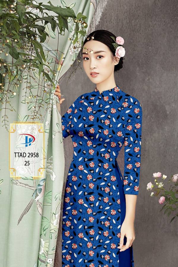 Vải Áo Dài Hoa Đều Kiểu Mới AD TTAD2958