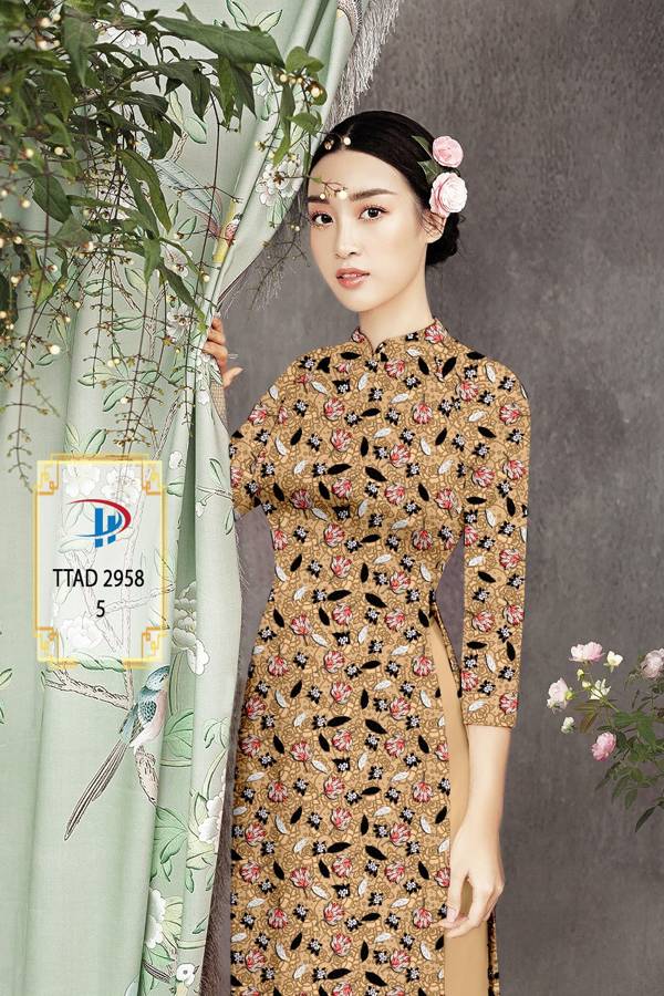 Vải Áo Dài Hoa Đều Kiểu Mới AD TTAD2958