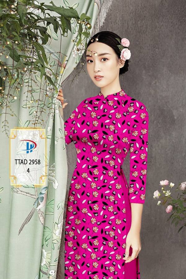 Vải Áo Dài Hoa Đều Kiểu Mới AD TTAD2958