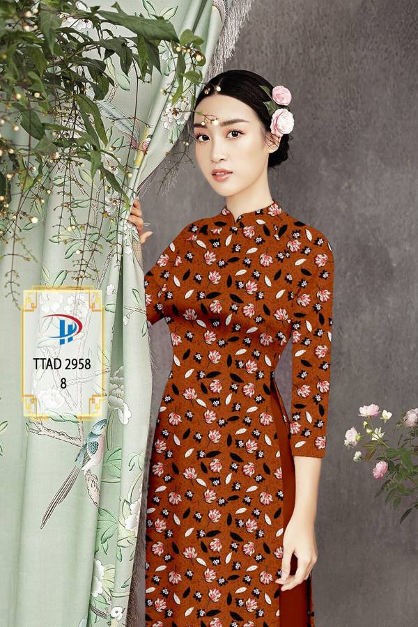Vải Áo Dài Hoa Đều Kiểu Mới AD TTAD2958