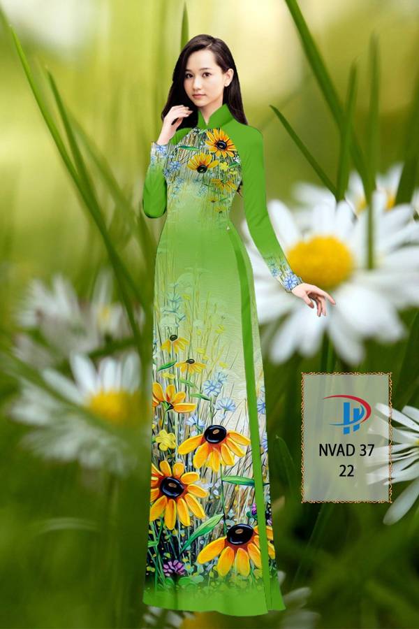 Vải Áo Dài Hoa Hướng Dương Kiểu Mới AD NVAD37
