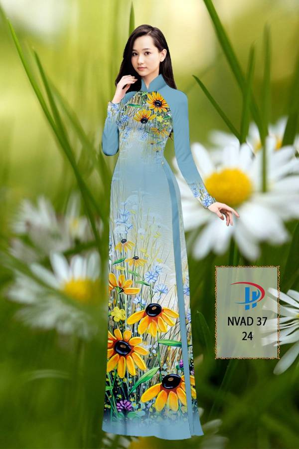 Vải Áo Dài Hoa Hướng Dương Kiểu Mới AD NVAD37