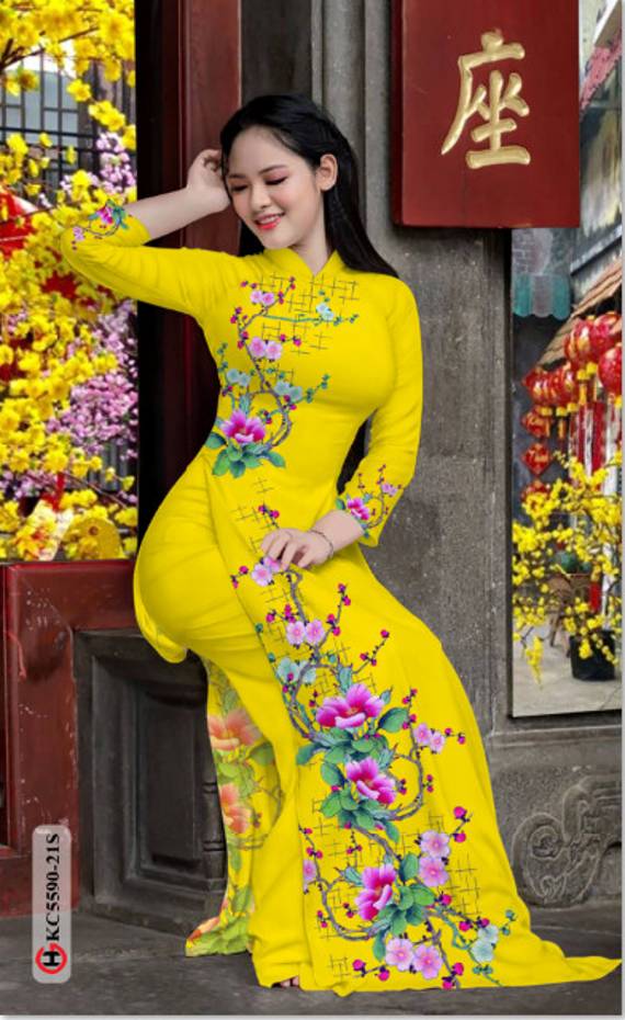 Vải Áo Dài Hoa In 3D Độc Đáo AD KC5590 37 Vải Áo Dài Hoa In 3D Độc Đáo AD KC5590