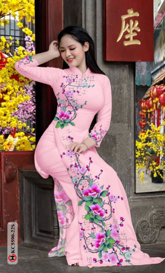 Vải Áo Dài Hoa In 3D Độc Đáo AD KC5590 38 Vải Áo Dài Hoa In 3D Độc Đáo AD KC5590