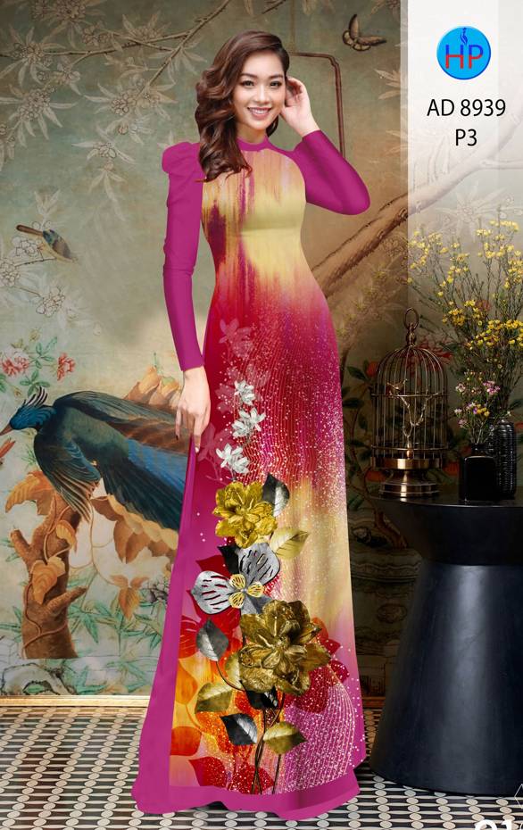 Vải Áo Dài Hoa In 3D Mới Ra AD 8939 42 Vải Áo Dài Hoa In 3D Mới Ra AD 8939