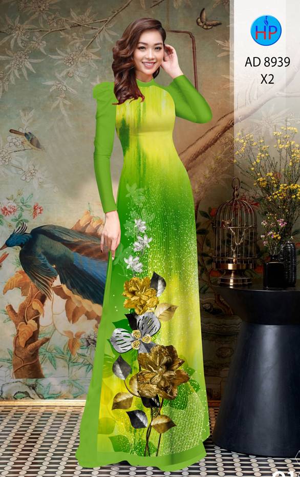 Vải Áo Dài Hoa In 3D Mới Ra AD 8939 50 Vải Áo Dài Hoa In 3D Mới Ra AD 8939