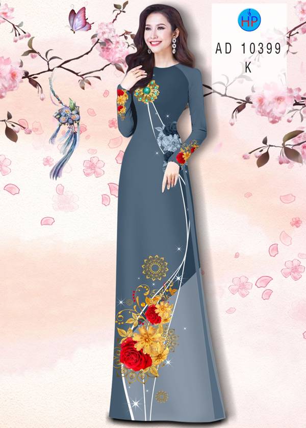 Vải Áo Dài Hoa In 3D Thiết Kế 2021 AD 10399 41 Vải Áo Dài Hoa In 3D Thiết Kế 2021 AD 10399