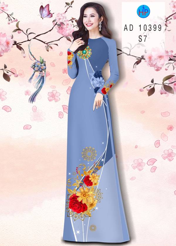 Vải Áo Dài Hoa In 3D Thiết Kế 2021 AD 10399 48 Vải Áo Dài Hoa In 3D Thiết Kế 2021 AD 10399