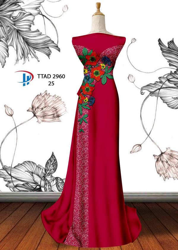 Vải Áo Dài Hoa In 3D Mới Ra AD TTAD2906 56 Vải Áo Dài Hoa In 3D Mới Ra AD TTAD2906