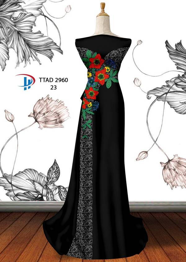 Vải Áo Dài Hoa In 3D Mới Ra AD TTAD2906 54 Vải Áo Dài Hoa In 3D Mới Ra AD TTAD2906