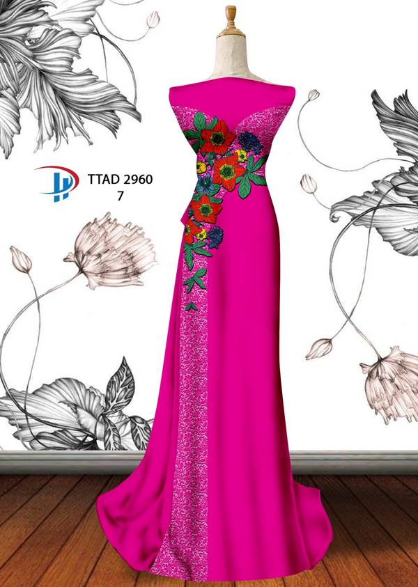 Vải Áo Dài Hoa In 3D Mới Ra AD TTAD2906 64 Vải Áo Dài Hoa In 3D Mới Ra AD TTAD2906