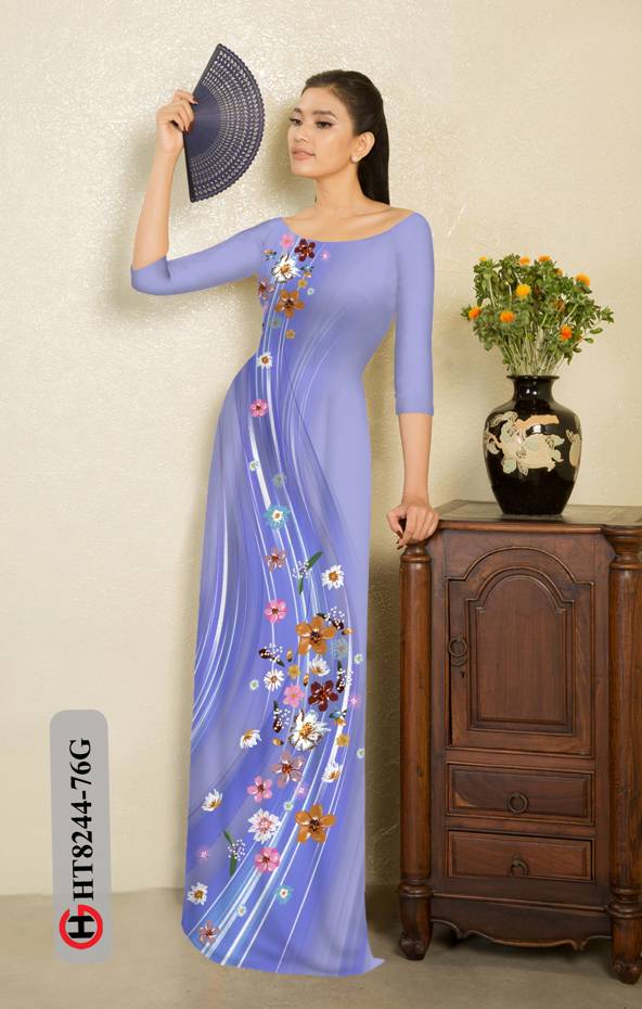 Vải Áo Dài Hoa In 3D Thiết Kế 2021 AD HT8244 30 Vải Áo Dài Hoa In 3D Thiết Kế 2021 AD HT8244