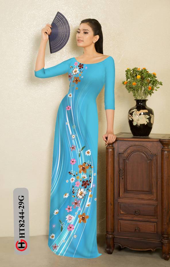 Vải Áo Dài Hoa In 3D Thiết Kế 2021 AD HT8244 36 Vải Áo Dài Hoa In 3D Thiết Kế 2021 AD HT8244