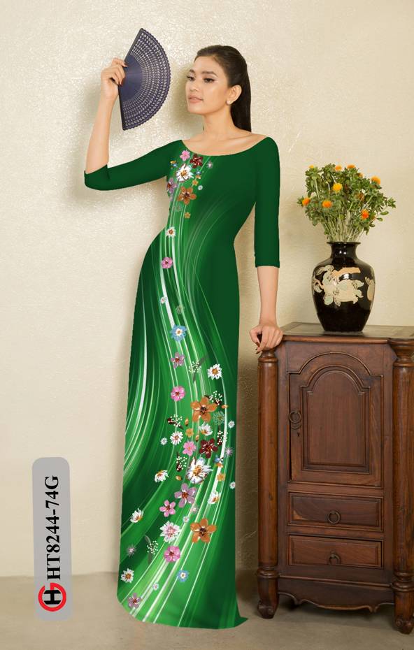 Vải Áo Dài Hoa In 3D Thiết Kế 2021 AD HT8244 38 Vải Áo Dài Hoa In 3D Thiết Kế 2021 AD HT8244