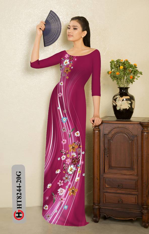 Vải Áo Dài Hoa In 3D Thiết Kế 2021 AD HT8244 37 Vải Áo Dài Hoa In 3D Thiết Kế 2021 AD HT8244