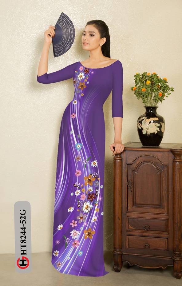Vải Áo Dài Hoa In 3D Thiết Kế 2021 AD HT8244 41 Vải Áo Dài Hoa In 3D Thiết Kế 2021 AD HT8244