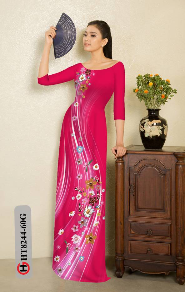 Vải Áo Dài Hoa In 3D Thiết Kế 2021 AD HT8244 40 Vải Áo Dài Hoa In 3D Thiết Kế 2021 AD HT8244