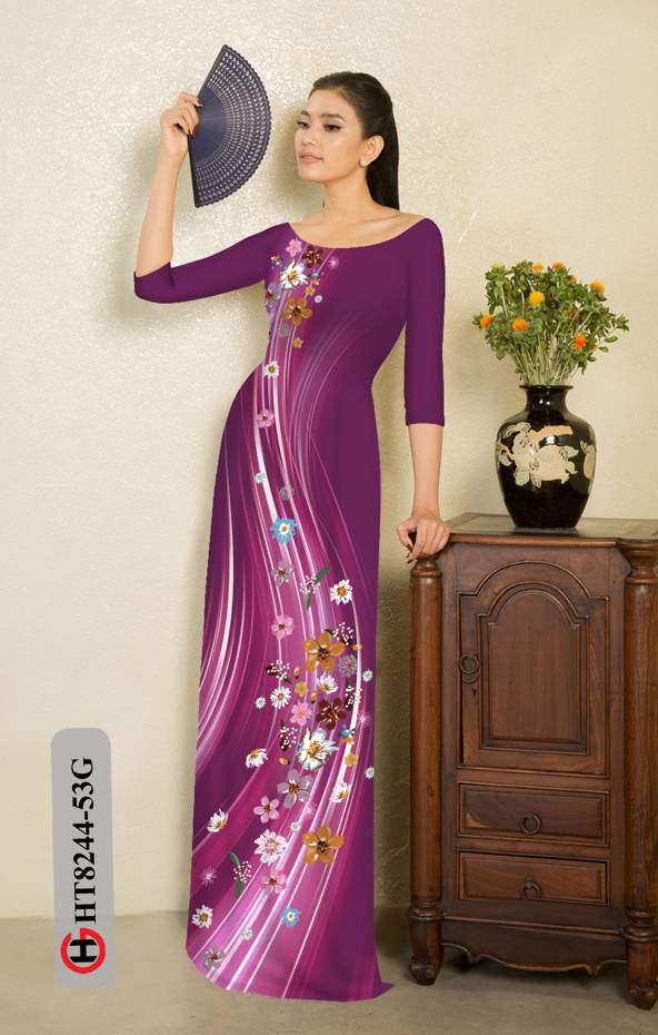 Vải Áo Dài Hoa In 3D Thiết Kế 2021 AD HT8244 39 Vải Áo Dài Hoa In 3D Thiết Kế 2021 AD HT8244